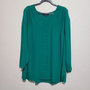 Eloquii Long Sleeve Tunic Top Plus Size 18 Green